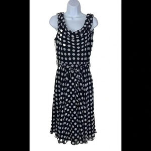 MSK Navy Blue Cowl Neck Dress Size 6 Belted Waist And Fully Lined